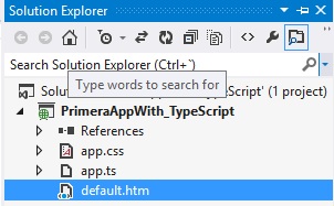 Visual Studio genera un nuevo proyecto del tipo HTML Application with TypeScript